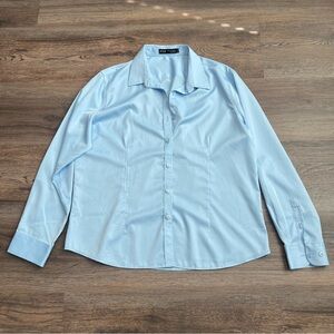 J.VER Women’s Light Blue Wrinkle-Free Long Sleeve Button-Down Dress Shirt Office